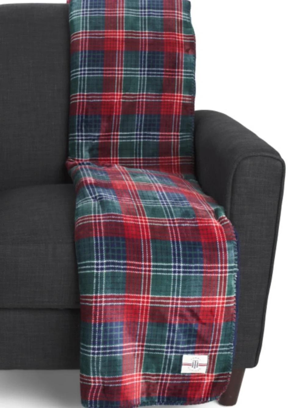 Tommy Hilfiger Plaid Reversible Blanket - Red & Green